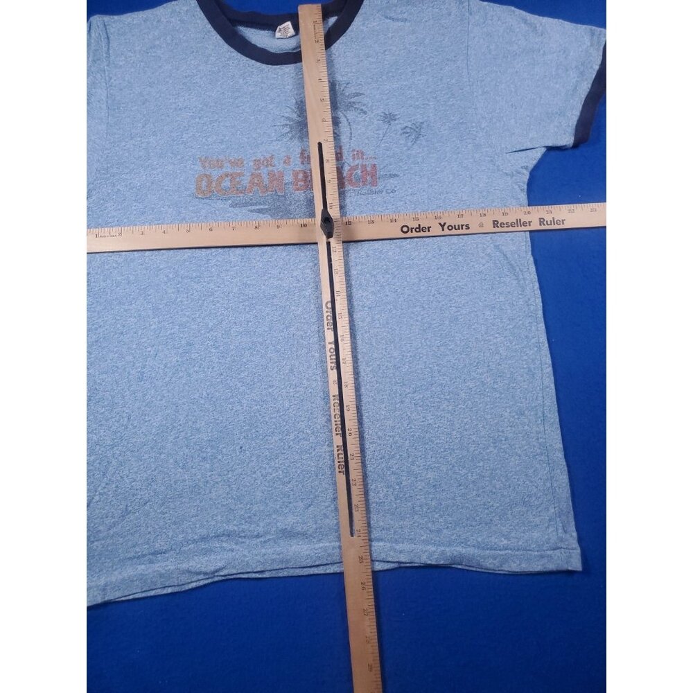 Vintage Hollister Ocean Beach Blue T-Shirt Men's Size Large - Picture 9 of 14